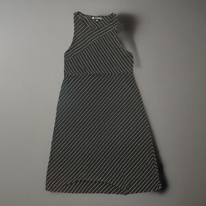 Athleta Woman's Fit And Flair A Line Stripe Knee High Dress Black & White- Small